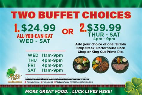 fitzgerald tunica|fitzgeralds tunica buffet menu.
